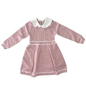 Hope & Henry Girls Pink Organic Cotton Cable Knit Sweater Dress 2T NWT